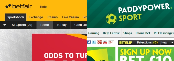 Betfair and Paddy Power websites