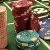 casino chips on roulette table