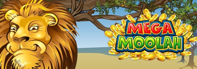 mega moolah slot logo and lion cartoon