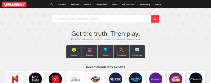 Askgamblers homepage