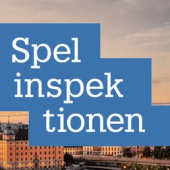 Spelinspektionen text on cityscape background