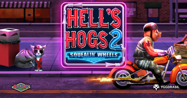 hells hogs 2 squealin wheels slot banner by reflex gaming