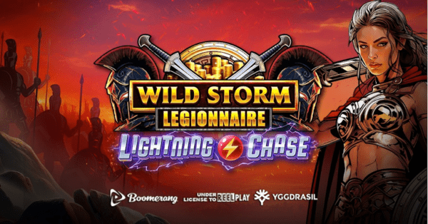 wild storm legionnaire lightning chase slot banner by boomerang games