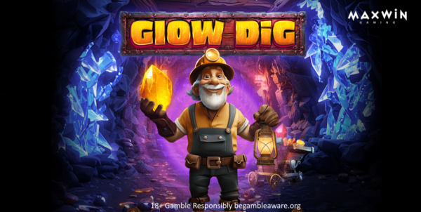 glow dig slot banner by max win gaming