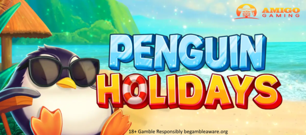 penguin holidays slot banner by amigo gaming