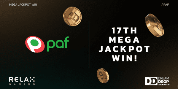17th mega jackpot win banner from Relax Gaming and paf