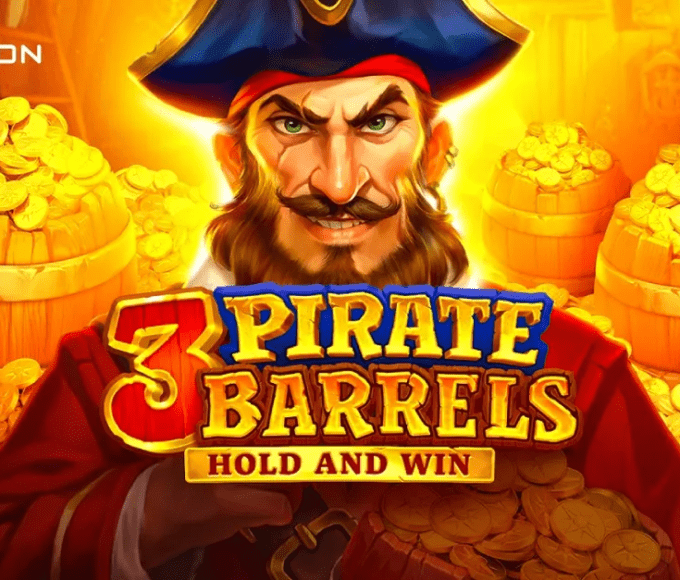 3 pirate barrels hold and win slot banner by playson
