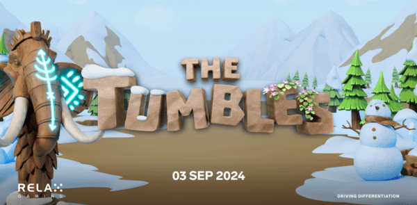 the tumbles slot banner by relax gaming