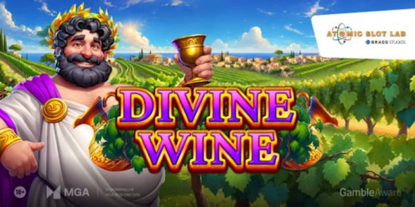 divine wine slot banner by atomic slot lab