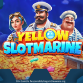 yellow slotmarine slot banner by twin win games