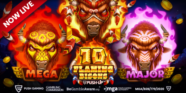 10 flaming bisons slot banner by push gaming