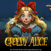 greedy alice slot banner by peter & sons