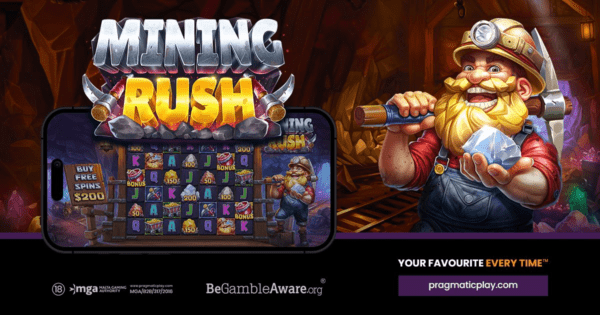 mining rush slot banner by pragmatic play