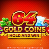 64 gold coins hold and win slot banner by booming games