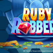 ruby robbery slot banner by twin win games