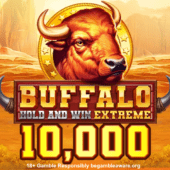 buffalo hold and win extreme 10000 slot banner by booming games