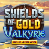 Banner of Shields of Gold Valkyrie Hold and Win by Booming Games