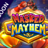 banner for masked mayhem slot by push gaming