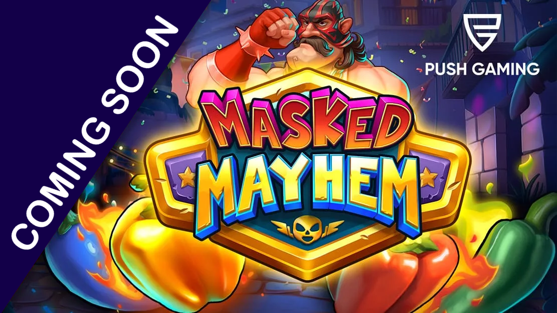banner for masked mayhem slot by push gaming