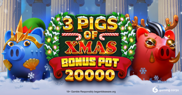 Banner of 3 Pigs of Xmas Bonus Pot 20000 by Gaming Corps