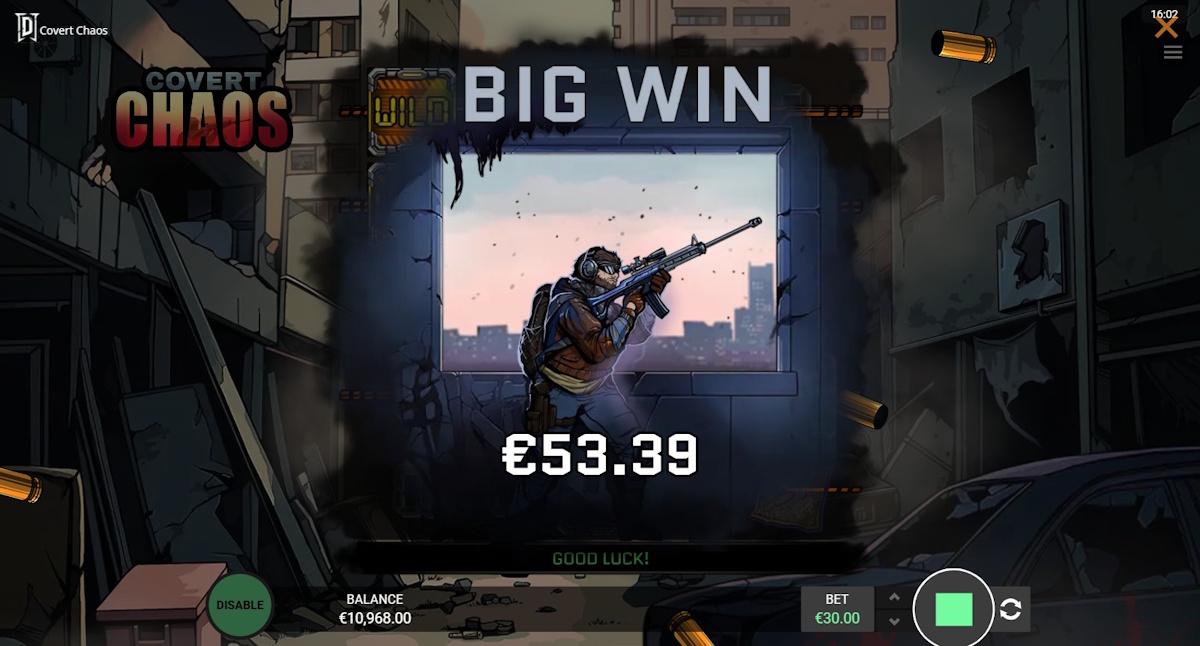 A big win in Covert Chaos by Degen Studios