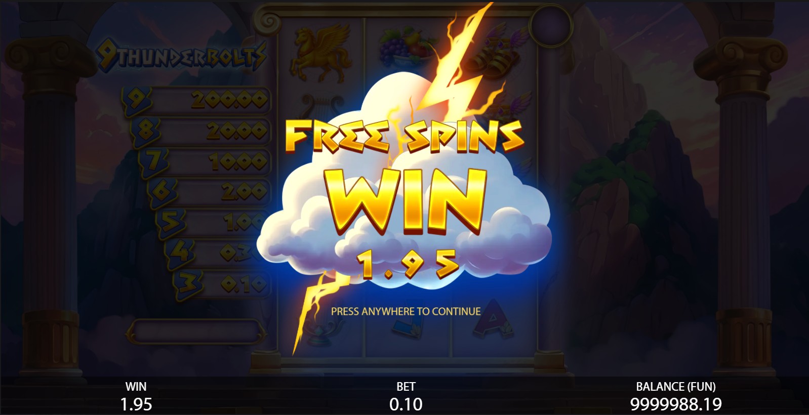 A win in 9 Thunderbolts by Gamzix