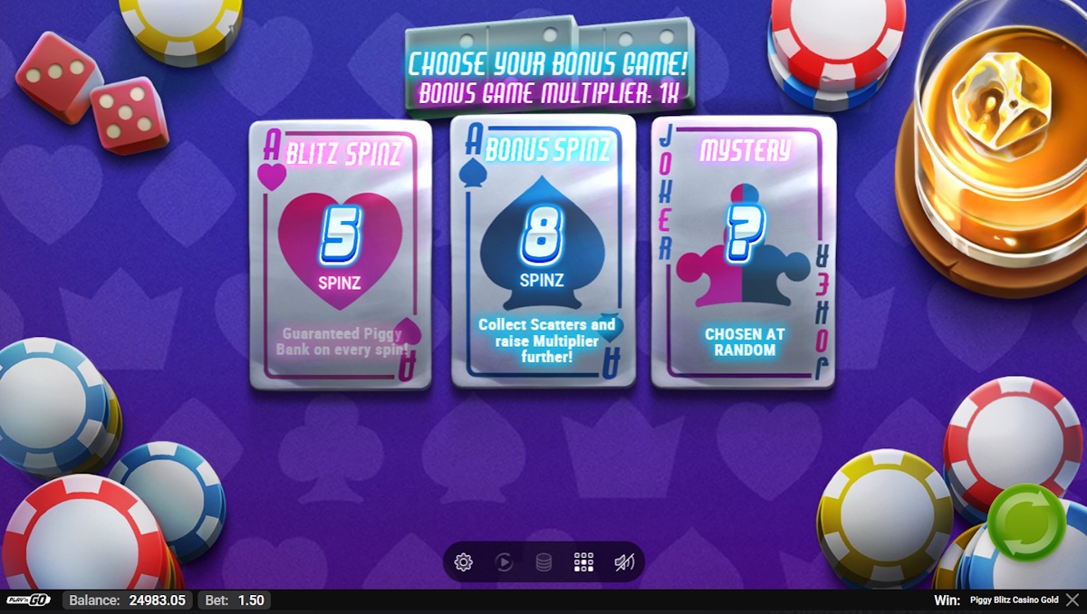 Bonus game choices in Piggy Blitz Casino Gold by Play’n GO