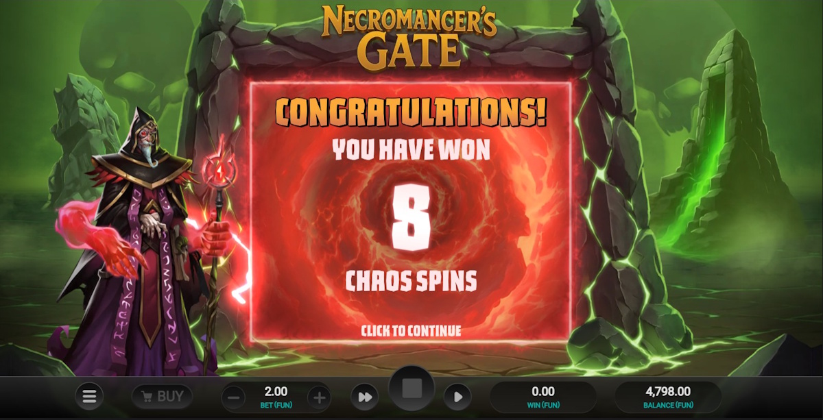 Chaos spins won in Necromancer’s Gate by Relax Gaming