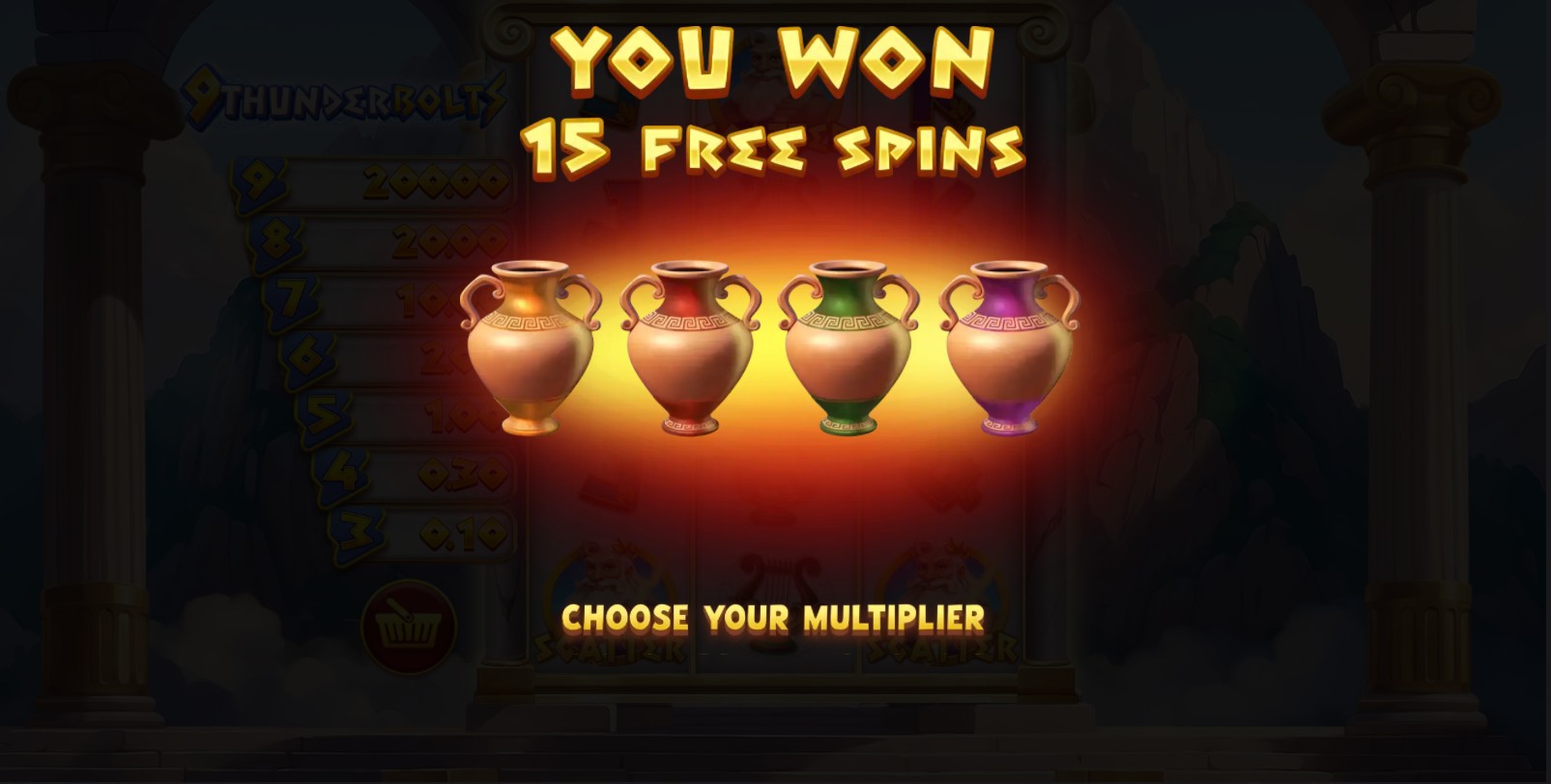 Free spins won in 9 Thunderbolts by Gamzix
