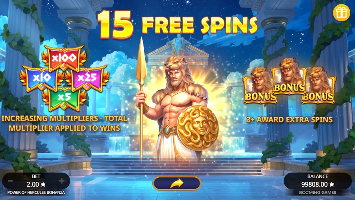 Free spins won in Power of Hercules Bonanza by Booming Games