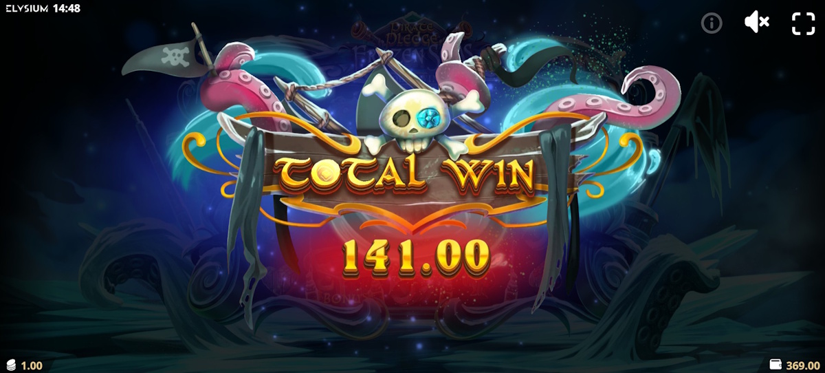 Total win in Pirate Pledge Frozen Seas by Elysium Studios
