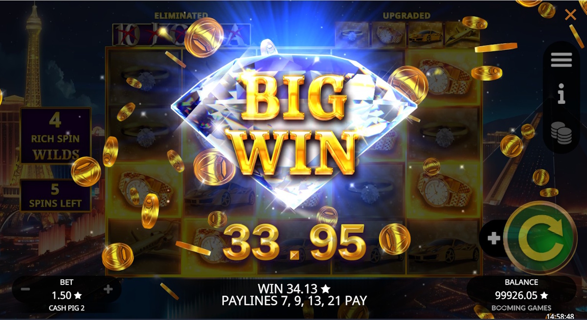 A big win in Cash Pig 2 15000 by Booming Games