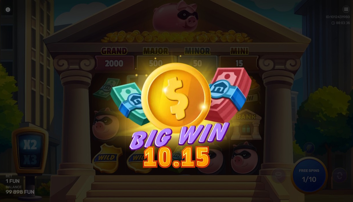 A big win in Gangsta Piggy Hold and Win by Galaxsys