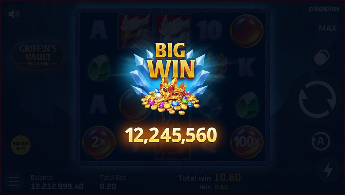 A big win in Griffin's Vault by Popiplay
