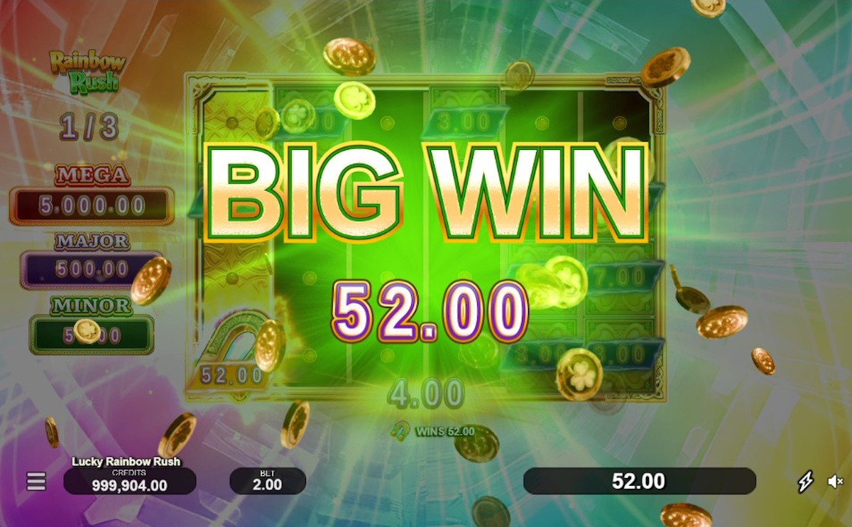A big win in Lucky Rainbow Rush by Red Papaya