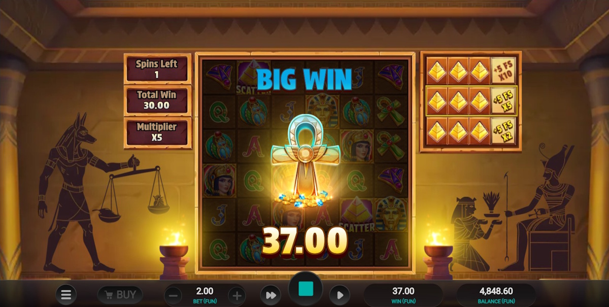 A big win in Pharaoh's Last Wish by Relax Gaming