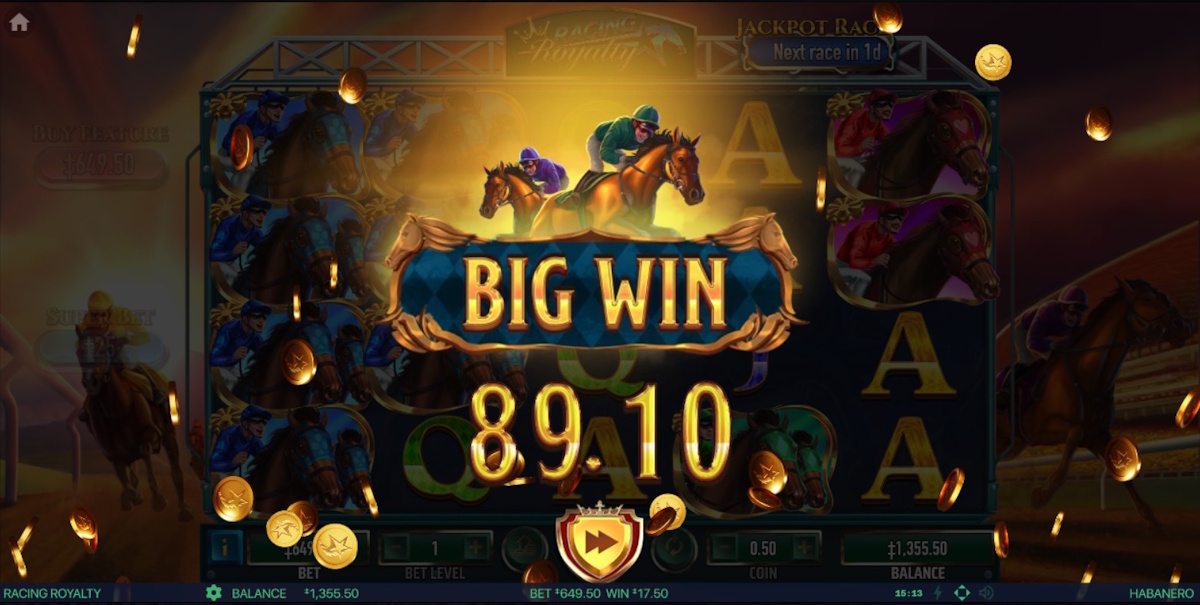 A big win in Racing Royalty by Habanero