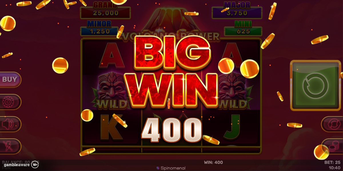 A big win in Volcano Power Hold & Hit 3x3 by Spinomenal