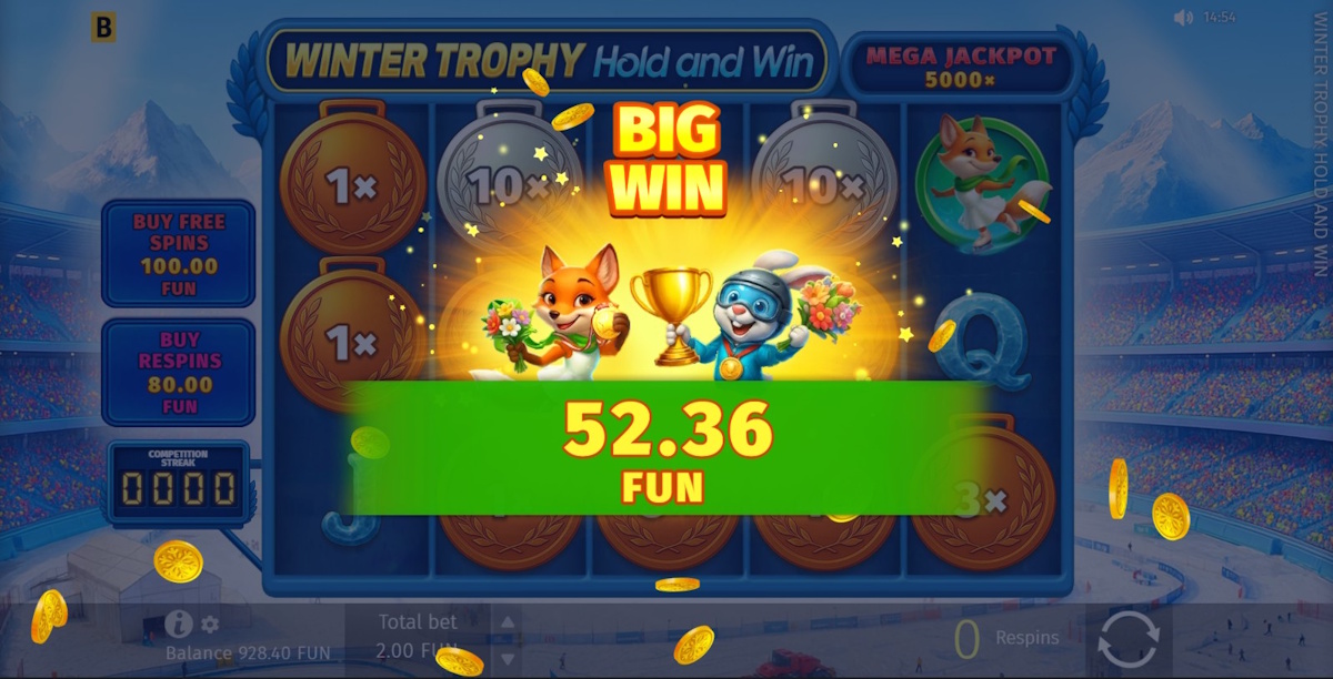 A big win in Winter Trophy Hold and Win by BGaming