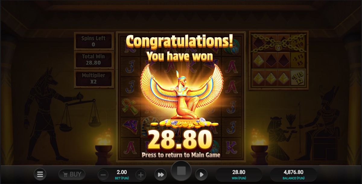 A win in Pharaoh’s Last Wish by Relax Gaming