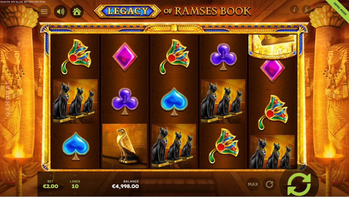 Base game in Legacy of Ramses Book by Gamomat