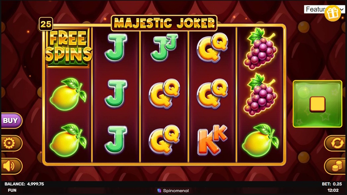 Base game in Majestic Joker by Spinomenal