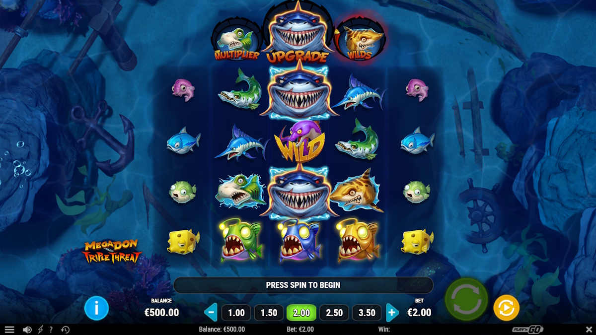 Base game in Megadon Triple Threat by Play'n GO
