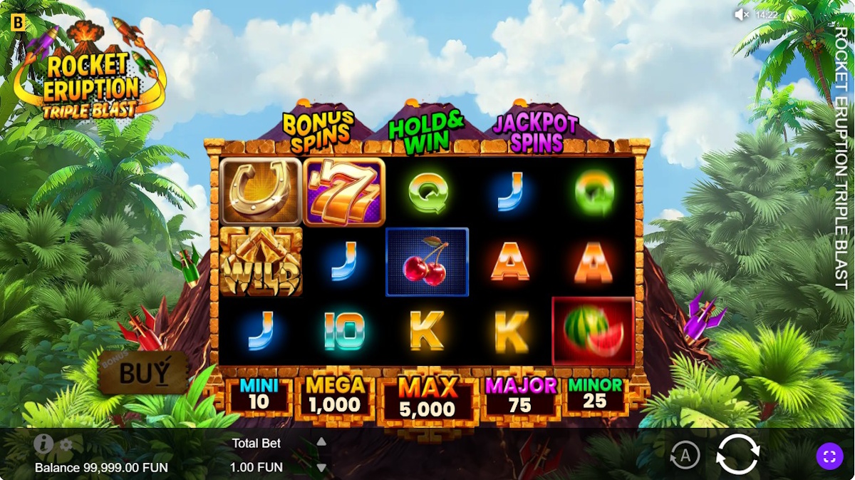 Base game in Rocket Eruption Triple Blast by BGaming