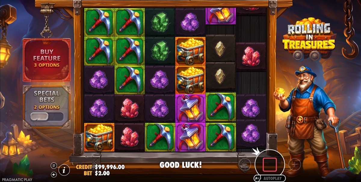 Base game in Rolling in Treasures by Pragmatic Play