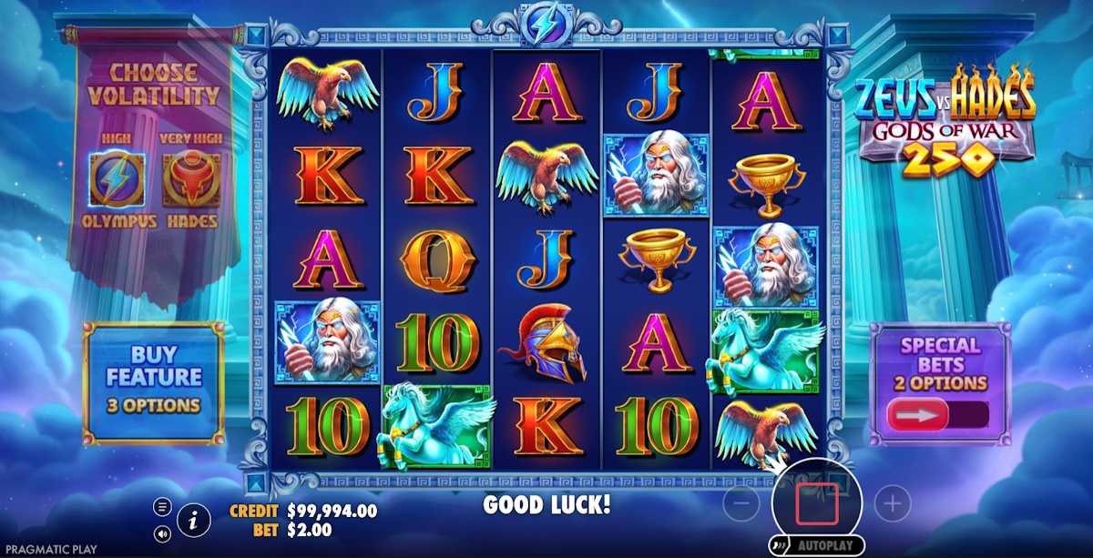 Base game in Zeus vs Hades Gods of War 250 by Pragmatic Play