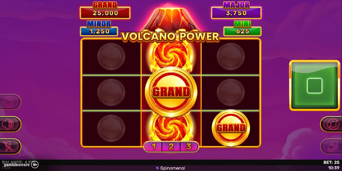 Bonus game in Volcano Power Hold & Hit 3x3 by Spinomenal
