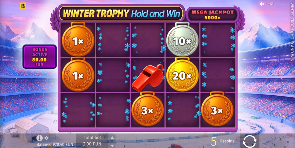 Coin respin round in Winter Trophy Hold and Win by BGaming