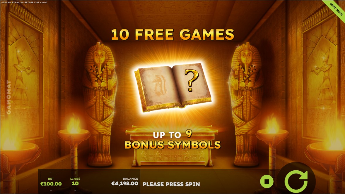 Free games won in Legacy of Ramses Book by Gamomat