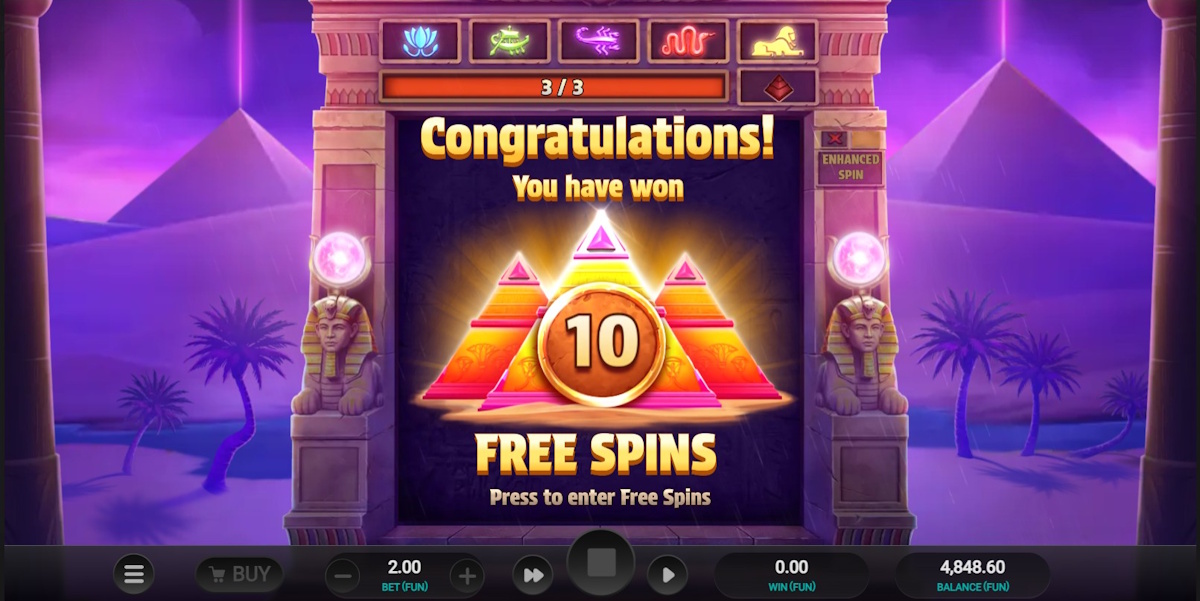 Free spins won in Pharaoh's Last Wish by Relax Gaming
